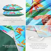 baratos 100% algodão-Conjunto de Capa de Edredom Floral 100% Algodão Suave e Respirável com Flores Tropicais Capa de Edredom Leve e Durável Confortável para Todas as Estações Fácil de Cuidar