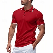 billige Klassisk poloskjorte for menn-Herre Golf skjorte Piké poloskjorter Virksomhet Avslappet Ribbet polokrage Kortermet Mote Grunnleggende Helfarge Knapper Sommer Vår &amp; Vinter Normal Mørkegrå Sjø blå Svart Hvit Lysegrønn Rød Golf