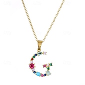 economico I regali-collana con lettera personalizzata, catena hip hop per clavicola, ciondolo con alfabeto in zircone colorato micro-pavé di rame, regalo di gioielli unico per la festa della mamma