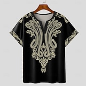 levne Vintage trička-Pánské Bandana Print Tričko Tričko Krátký rukáv tričko 3D tisk Do V Košile Designové Cikánský Dovolená Denní Černá Vodní modrá Léto Jaro Oblečení Běžný S M L XL XXL XXXL