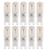 זול נורות דו-פיניות לד-נורות g9 led 3w 5w שווה ערך למנורת הלוגן 30w 50w נורה ניתנת לעמעום 220v לנברשות פנימיות נורות תקרה 10 יחידות