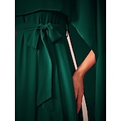 preiswerte abendkleider-Damen Maxikleid A Linie Kleid Elegant Formell Party Hochzeitsgast Lässiger Schnitt Rundhalsausschnitt Dunkelgrün Sommer