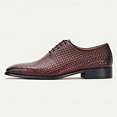 cheap Classic Dress Shoes-Men&#039;s Oxfords Leather Italian Full-Grain in Rich Burgundy - Sophisticated for Office Wear and Kentucky Derby