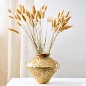 رخيصةأون فازات وسلال-مزهرية زخرفية مستوحاة من الجرار الخزفية العتيقة – مزهرية زهور عتيقة من الراتينج باللون الذهبي/الفضي، مصنوعة يدويًا للمنزل &amp;قطعة ديكور للحفلات