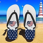 tanie Graficzne buty do druku-męskie klapki z amerykańską flagą – patriotyczne sandały w gwiazdy i paski na lato, na Dzień Niepodległości i na plażę