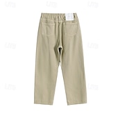 abordables Pantalons élite pour hommes-Homme Pantalon chino Boutons Avec Poches Jambe Droite Couleur Unie Longueur complète Extérieur Vacances Occasionnel Élégant Vacances Kaki clair Noir Micro-Élastique