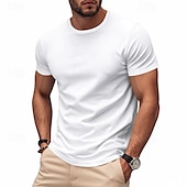economico Magliette casual da uomo-Per uomo Maglietta Camicia a Maniche Corte Manica Corta Girocollo Primavera &amp; Autunno Colore Solido / Tinta Unita Moda Designer Asciugatura Rapida Vacanza Streetwear Uscire Nero Bianco Rosso