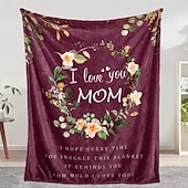 abordables Couvertures et plaids-couverture fête des mères, une lettre à maman, cadeau fête des mères, couverture douce et confortable, cadeau parfait pour maman, motif floral ou cœur, chaud et confortable