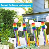 economico Bandiere da Giardino, Striscione-Giugno Mese del Pride Bandiera di Colonna Windsock Arcobaleno Volare nella Brezza Bandiera Decorativa per Giardino LGBT+ con Code Arcobaleno Lunghe Felice Pride