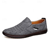 preiswerte Herrenpantoletten &amp; -slipper-Herren Slipper aus braunem Wildleder - atmungsaktive, ausgehöhlte Freizeitschuhe für Sommer und Arbeit