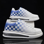 abordables Occasionnel-Baskets tendance à carreaux blancs et verts pour hommes avec semelle coussinée - chaussures décontractées élégantes pour le printemps et l&#039;été