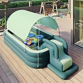 cheap Pools, Hot Tubs &amp; Supplies-Inflatable Pool for Kids and Adults With slide and sunshade,Full-Sized Inflatable Kiddie Pools,Above Ground Pools for Family, Backyard, Garden, Lawn, Outdoor ( Paddling Pool/ Kiddie Pool)