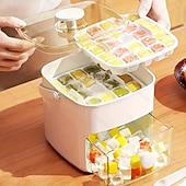 voordelige Keukenapparatuur-48 ijsblokjesmachine met eenvoudig te openen deksel - grote capaciteit dubbellaags ontwerp voedselveilige kunststof opberglade geschikt voor invriezen - geweldig voor whisky en cocktails essentiële