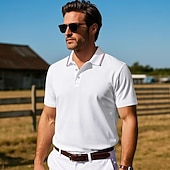  Homens Camisa de golfe Polos Piquê Casual O negócio gola pólo com nervuras Manga Curta Moda Básico Côr Sólida Botões Verão Primavera & Outono Normal Branco Verde Claro Azul Marinho Camisa de golfe
