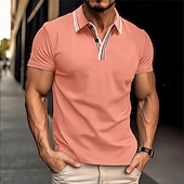 cheap Men&#039;s Classic Polo-Men&#039;s Golf Shirt Golf Polos Shirts Work Casual Lapel Short Sleeve Basic Modern Plain Patchwork Buttons Summer Regular Fit White Yellow Pink Green Golf Shirt