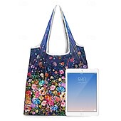 cheap Handbag &amp; Totes-Large Capacity Foldable Shopping Bag – Reusable Floral Print Tote, Eco-Friendly Lightweight Grocery Bag for Women, Travel, and Daily Use