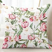 billiga blom- och växtstil-Blomsterdekorerade kastkuddar överdrag 1 styck mjukt kvadratiskt soffkuddöverdrag kuddfodral för sovrum vardagsrum soffa stol
