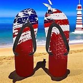 tanie Graficzne buty do druku-męskie klapki z amerykańską flagą – patriotyczne sandały w gwiazdy i paski na lato, na Dzień Niepodległości i na plażę