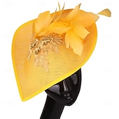 baratos Chapéus e Fascinators-Peça para Cabeça Linho Artificial Penas Casamento Festa de Noite Elegante Casamento Com Penas Capacete Chapéu