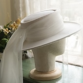 baratos Chapéu de Festa-Chapéus Lã Formal Aniversário Vintage Com Tule Capacete Chapéu