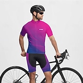 tanie Męskie koszulki-Męskie Koszulka rowerowa Krótki rękaw Rower Tee Tshirt Dżersej z 3 tylnymi kieszeniami Kolarstwo górskie Oddychający Szybkie wysychanie Anatomiczny kształt Odprowadzające wilgoć Burgundowy Granatowy