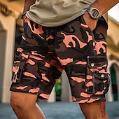 abordables Exterior-Hombre Pantalón Corto Cargo Shorts para senderismo Bolsillo Multi bolsillo Color Camuflaje Comodidad Transpirable Corto Casual chino Camuflaje rojo Camuflaje Azul Rígido