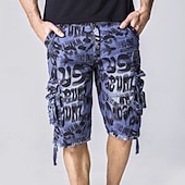 preiswerte Klassiker-Herren Capri-Cargo-Shorts Caprihose Shorts mit Camouflage-Muster Mehrere Taschen Button-Down Klappentasche Tarnung Komfort tragbar Wadenlang Outdoor Sport Täglich Mode Lässig Blau Armeegrün