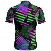 お買い得  メンズジャージ-男性用 サイクリングジャージー 幾何学模様 文字＆番号 半袖 バイク Tシャツ ジャージー 3つのリアポケット付き マウンテンサイクリング 速乾性 人間工学デザイン ウィッキング 高通気性 スポーツ 濃い紫色 ブルー スカイブルー 衣類
