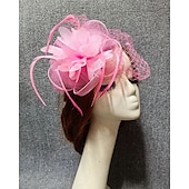 economico Fascinator-Fascinatori Cappello da velo di rete in piuma Matrimonio Ladies Day Con copricapo in petali di piuma