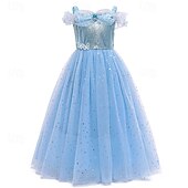 preiswerte Märchen-Motto-Kleider-Kinder Mädchen Kleid Cosplay-Kleid Prinzessinenkleid Einfarbig Ärmellos Leistung Party Cosplay Kostüme Netz Patchwork Kostüm Süß Polyester Spitze Midi Partykleid Tüllkleid Sommer Frühling Ab 4 Jahren