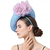 billige Coiffer-Hodeplagg Stoff Fedora-hatt Bryllup Fødselsdag Temafest Hesteveddeløp Elegant Vintage Søt Med Fjær Blomsterhodeplagg