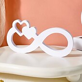 cheap Statues-Minimalist White Infinity Symbol with Heart Decor – PVC Tabletop Ornament for Home Decoration, Festive Decor, and Warm Wedding Theme Display