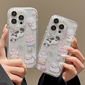 Недорогие Чехлы для iPhone-Чехол для телефона для iPhone 16e iPhone 16 iPhone 16 Pro iPhone 16 Pro Max iPhone 15 iPhone 15 Pro Max iPhone 14 Pro Max Задняя Крышка с Подставкой Ударопрочный Мультяшный TPU Акрил