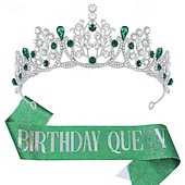 cheap Birthday Party Supplies-Birthday Party Crown and Sash 2-Piece Set - Multicolor &#039;Birthday Queen&#039; Combination Pack