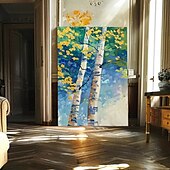 abordables Peintures Abstraites-peinture à l&#039;huile de paysage de forêt d&#039;automne peinte à la main peinture à l&#039;huile d&#039;automne art mural ensemble de 2 peintures abstraites beiges sur toile une paire de peinture de paysage de texture