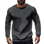 preiswerte Basic-T-Shirts-Herren T Shirt T-Shirt Langarmshirt Langarm Rundhalsausschnitt Sommer Frühling Einfach Mode Designer Basic Jacquard Urlaub Straße Ausgehen Schwarz Weiß Khaki Top T-Shirt für Herren