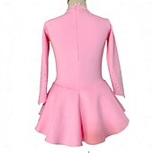 billige Figur skating kjoler-Kjole til kunstløp Dame Jente Skøyteløp Kjoler Svart Rosa Tommelhull Netting Spandex Elastisk Trening Profesjonell Konkurranse Skøyteklær Hold Varm Klassisk Krystall / Rhinstein Langermet Skøyting