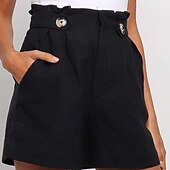 ieftine Bermude-Pentru femei Pantaloni Scurți Pantaloni Șic Stradă Casual Scurt Natural Simplu Buzunar Respirabilitate Απαλό Comfortabil Micro-elastic În aer liber Vacanță Negru Alb Gri Deschis Cafea Vară Fit regulat