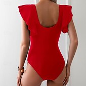 abordables Maillots de bain une pièce-Femmes Maillots de Bain Une Pièce Maillot de bain Patchwork Tropical Tenues de plage Bloc de Couleur Fil en V Sans manches Maillots de bain