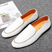 levne Pánské nazouváky a mokasíny-pánské plesové boty - bílé nazouvací mokasíny z umělé kůže s elegantním designem pro svatby a formální události