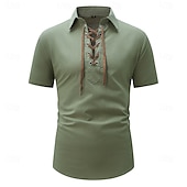 economico Vacanza-Per uomo Camicia Camicia di lino Camicia Estiva Camicia da Spiaggia Semplice Vacanza Casuale Bianco Verde militare Grigio scuro Azzurro Manica Corta Colletto Estate Primavera Abbigliamento Coulisse