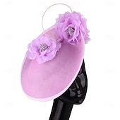 billige Coiffer-Hodeplagg Stoff Fedora-hatt Bryllup Fødselsdag Temafest Hesteveddeløp Elegant Vintage Søt Med Fjær Blomsterhodeplagg