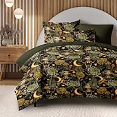 baratos 100% algodão-Capa de Edredom Mandala Boêmia Tamanho Completo Conjunto de Cama Conjuntos de Cama Capa de Colcha Edredom Macio e Leve com 2 Fronhas para Verão Primavera Sol e Lua