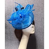 economico Fascinator-Fascinator Cappello a Rete Velato per il Matrimonio Giornata Ladies con Pennacchi di Piume Copricapo