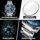 abordables Relojes digitales-Reloj de pulsera electrónico militar Poedagar para hombre, con alarma LED, analógico-digital, pantalla dual, resistente al agua, deportivo.