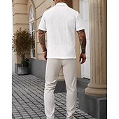 economico camicia da uomo con bottoni-Per uomo Camicia Camicia Estiva Camicia casual Camicia da Spiaggia Camicia con Bottoni Bianco Manica Corta Semplice Colletto a Camicia Vacanza Camicia hawaiana Abbigliamento Poliestere Moda Casual