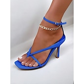 cheap Prom-Women&#039;s White Strappy Stiletto Sandals – Elegant Minimalist High Heel Shoes with Ankle Strap for Weddings, Prom, and Formal Events