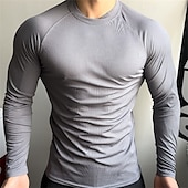 economico magliette di base-Per uomo Maglietta Camicia a Maniche Lunghe Manica Lunga Girocollo Primavera &amp; Autunno Semplice Moda Designer Essenziale Patchwork Vacanza Streetwear Uscire Nero Bianco Ciano Maglietta Top per Uomo