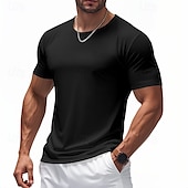 economico Magliette casual da uomo-Per uomo Maglietta Camicia a Maniche Corte Manica Corta Girocollo Primavera &amp; Autunno Colore Solido / Tinta Unita Moda Designer Asciugatura Rapida Vacanza Streetwear Uscire Nero Bianco Rosso