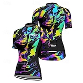 abordables Women's Jerseys-Women's Cycling Jersey Heart Gradient Short Sleeve Bike Tee Tshirt Jersey with 3 Rear Pockets Mountain Bike MTB Quick Dry Anatomic Design Wicking Breathable Sports Blue Purple Clothing Apparel